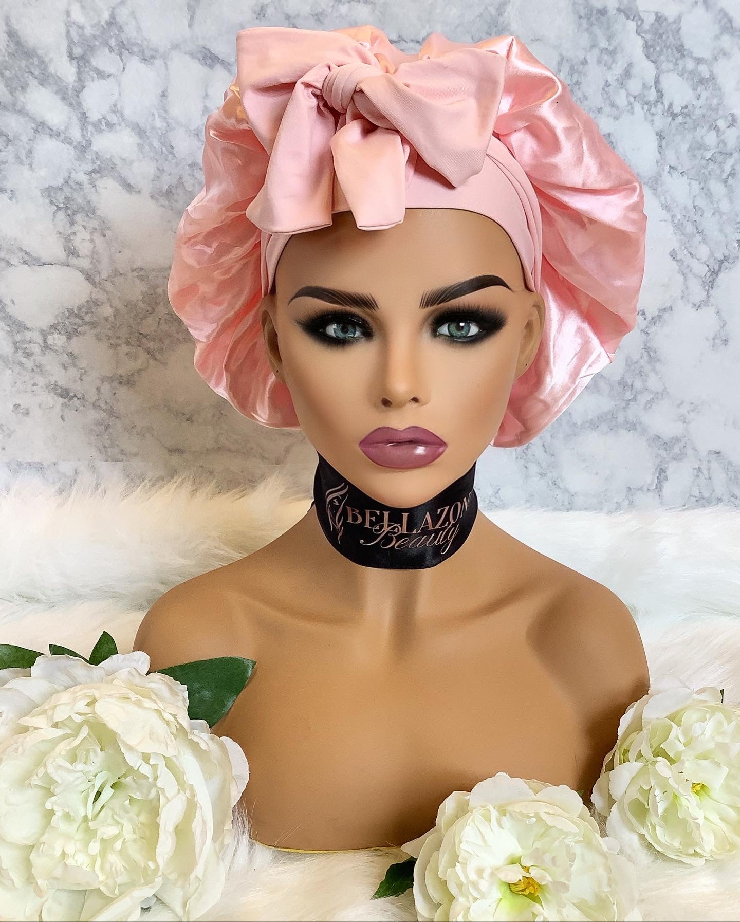 Pink Bonnet With Spandex Tie